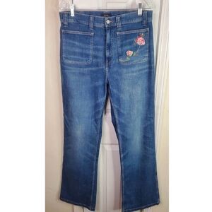 POLO RALPH LAUREN WOMENS, JENN FLARE JEANS, HIGH RISE FLORAL EMBROIDERED 💐💐